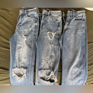 Hollister Blue Straight Leg Jeans with Distressed Details